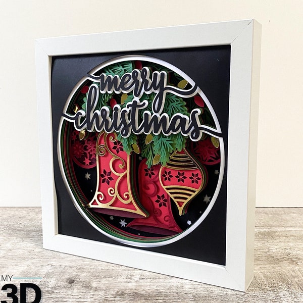 3D MERRY CHRISTMAS svg - Christmas svg - CHRISTMAS shadow box svg - for cricut - for silhouette