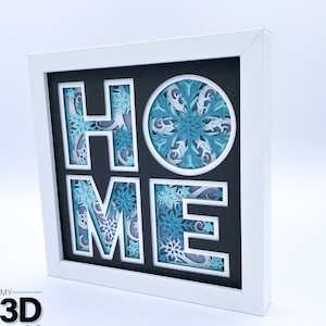 3D WINTER HOME SVG - 3D Snowflake svg - Home Shadowbox svg - para Cricut - para Silhouette