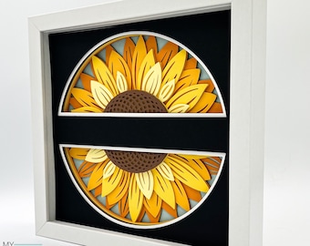 3D Customizable Sunflower SVG - layered shadow box svg - for Cricut - for Silhouette