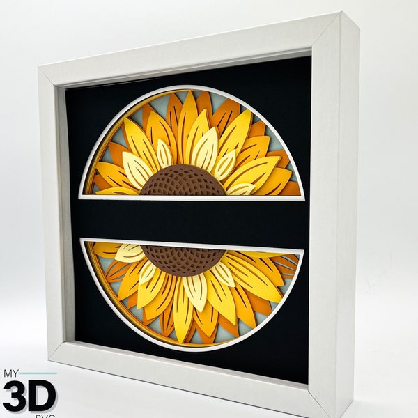 3D Customizable Sunflower SVG - layered shadow box svg - for Cricut - for Silhouette