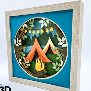 3D TENT CAMPSITE SVG - Camping Shadow box svg - cartulina en capas svg - para cricut - para silueta