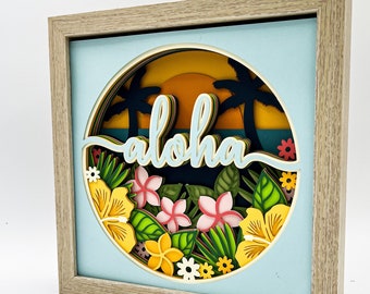 3D ALOHA SVG -Hawaiian Shadow box svg -beach svg - layered cardstock svg - for cricut - for silhouette