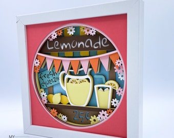 3D LIMONADE STAND SVG-Summer Shadow box SVG-gelaagde cardstock SVG-voor cricut-voor silhouet