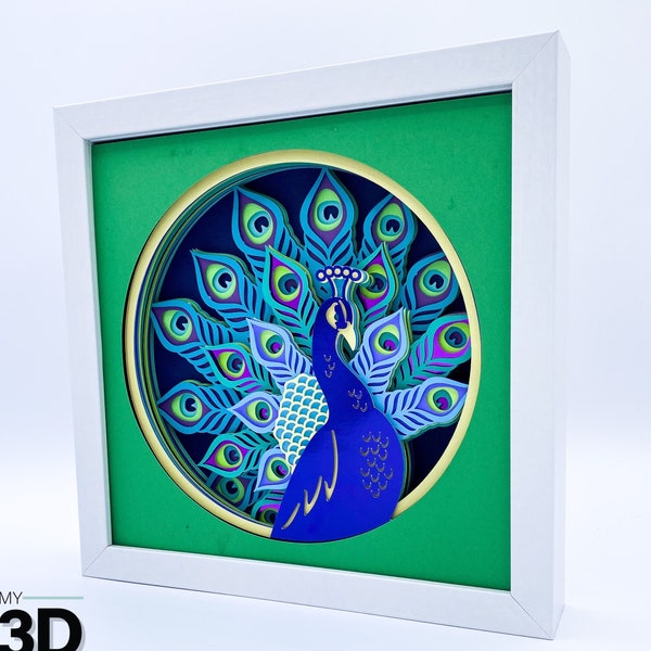 3D PEACOCK SVG - PEACOCK shadow box svg - for cricut - for silhouette