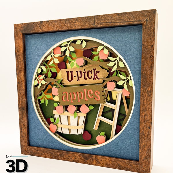 3D APPLE PICKING svg - FALL shadow box svg - for cricut - for silhouette