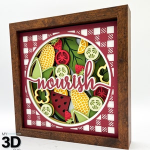 3D NOURISH SVG -Summer PICNIC Shadow box svg -couches de papier cartonné svg - pour cricut - pour silhouette