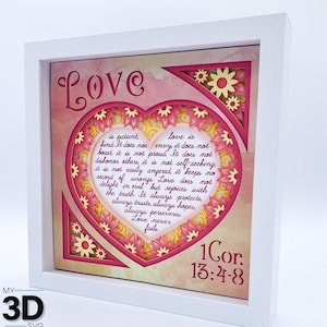 SCRITTURA 3D VALENTINE Shadow Box svg - L'AMORE è paziente - per cricut - per silhouette