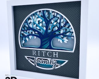 PERSONALIZABLE 3D FAMILY Shadow Box svg - for cricut - for silhouette