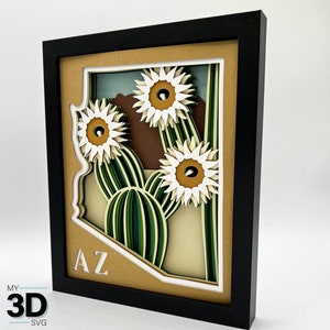3D ARIZONA SVG - Kaktus Blüte svg - für Cricut - für Silhouette