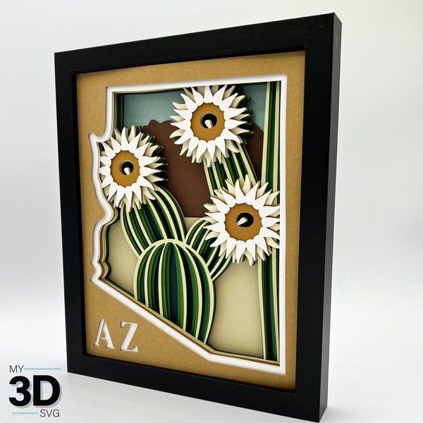 3D ARIZONA SVG - Cactus Blossom svg -  for cricut - for silhouette