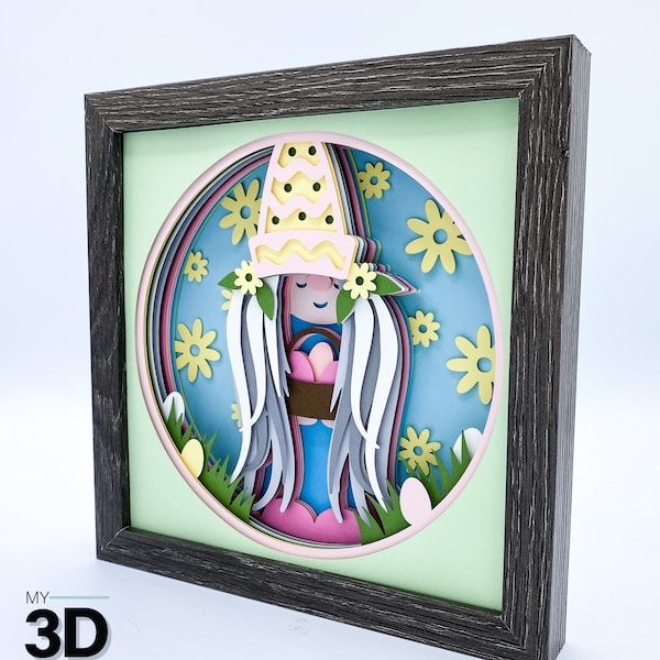 3D EASTER GNOME 3 svg - Easter svg - Lady gnome svg - shadow box svg - for cricut - for silhouette