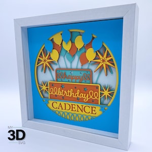 PERSONALIZABLE 3D BIRTHDAY CARD Shadow Box svg - for cricut - for silhouette