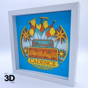 CARTE D'ANNIVERSAIRE 3D PERSONNALISABLE Shadow Box svg - pour cricut - pour la silhouette