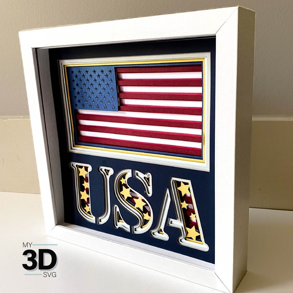 3D USA SVG - Layered Cardstock svg - Memorial Day Svg - 4th of July Svg - American Flag svg - Patriotic svg - for cricut - for silhouette