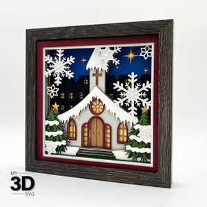 3D CHRISTMAS CHURCH svg - 3D Christmas svg - CHRISTMAS shadow box svg - pour cricut - pour silhouette