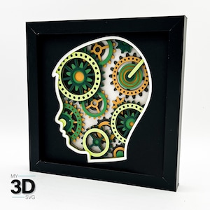 INGRANAGGI 3D in HEAD-BOY SVG - Shadowbox SVG - per Cricut - per silhouette