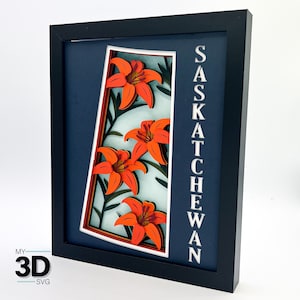 3D SASKATCHEWAN SVG - Western Red Lily svg - Shadow box svg para cricut - para silueta