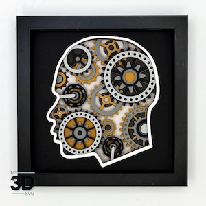 3D GEARS in HEAD- MAN svg - shadowbox svg - for cricut - for silhouette