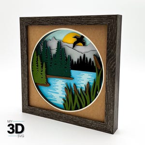 3D LAKE SCENE svg - Shadow Box svg - for cricut - for silhouette