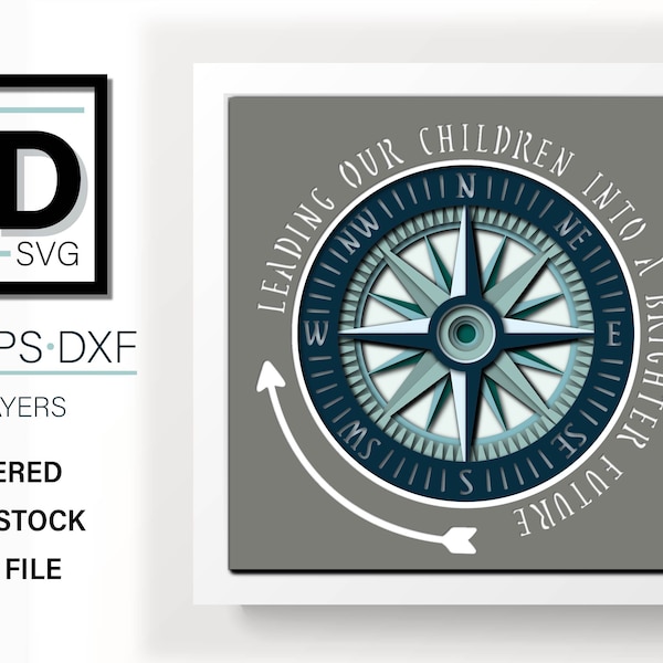 3D COMPASS TEACHER Shadow Box svg - for cricut - for silhouette