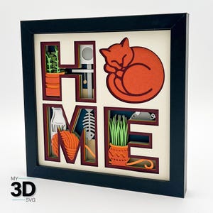 3D HOME CAT SVG - for cricut - for silhouette