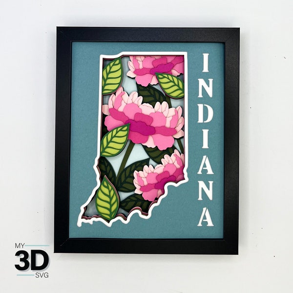 3D INDIANA - PEONY Flower svg -  for cricut - for silhouette