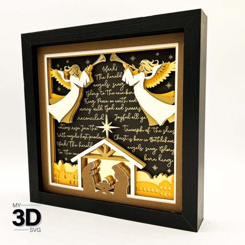 3D HARK the HERALD ANGELS Sing svg - 3D Christmas svg - shadow box svg - for cricut - for silhouette