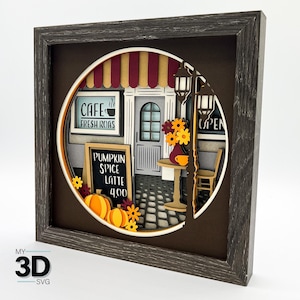 Svg 3D FALL CAFE - FALL shadow box svg - pour cricut - pour silhouette