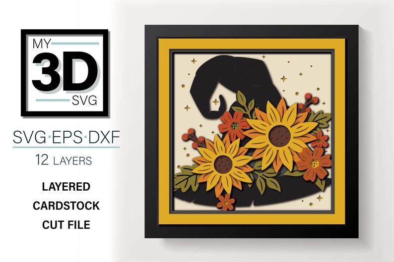 3D WITCH HAT BOUQUET Svg - Shadow Box Svg - for Cricut - for Silhouette ...
