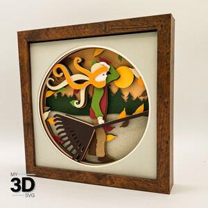 3d Soffiando foglie in formato SVG - Scatola d'ombra autunnale in formato SVG - per Cricut - per silhouette