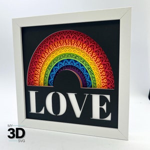 Svg arc-en-ciel 3D LOVE - Shadow box svg - svg de papier cartonné en couches - pour cricut - pour silhouette