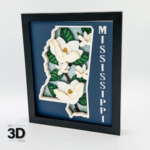 3D MISSISSIPPI - MAGNOLIA fleur svg - pour cricut - pour silhouette