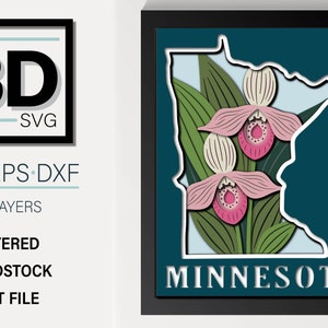 3D MINNESOTA SVG - Lady Slipper svg - pour cricut - pour silhouette