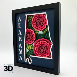 3D ALABAMA - CAMELLIA Flower svg - pour cricut - pour la silhouette