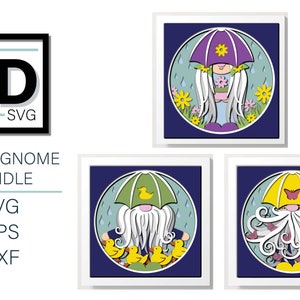 3D SPRING Gnome Bundle - Gnome svg - SPRING SVG -shadow box svg - pour cricut - pour silhouette