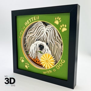 Svg 3D LIFE WITH A DOG - Dog Lover Shadow box svg - svg en papier cartonné en couches - pour cricut - pour silhouette
