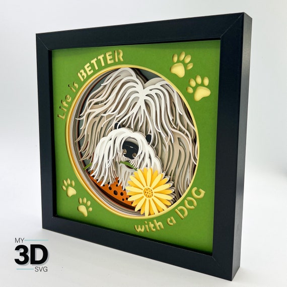 子犬の3Dシャドーボックス 子犬の3Dシャドーボックス 可愛い動物 - 3Dピクチャー（シャドー