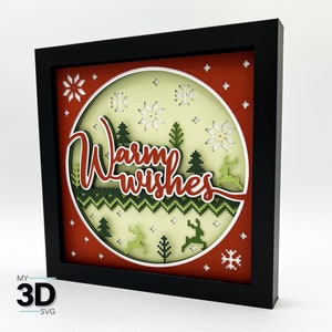 3D WARME WENSEN SVG - 3D Kerst SVG - KERST schaduw vak SVG - voor cricut - voor silhouet