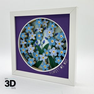 3D Forget Me Not FLOWER Shadow Box svg - pour cricut - pour la silhouette