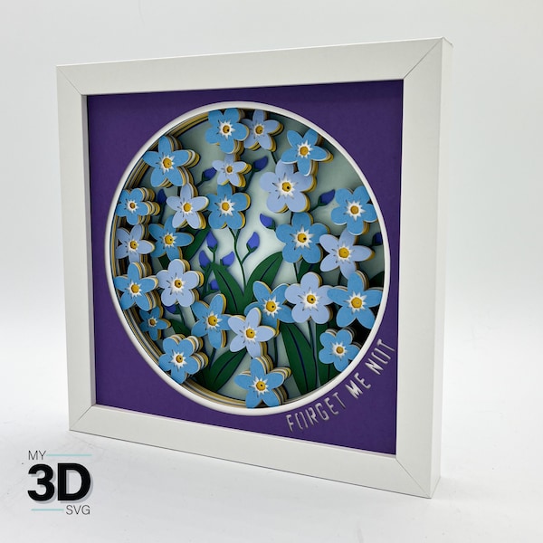 3D Forget Me Not FLOWER Shadow Box svg - for cricut - for silhouette