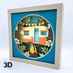 3D VINTAGE CAMPER SVG - Camping Shadow box SVG - cartoncino a strati SVG - per Cricut - per silhouette