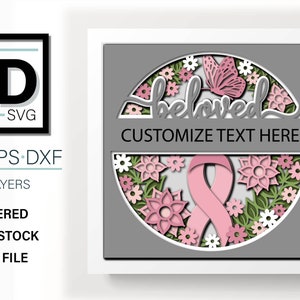 3D BELOVED svg - RUBAN DE CONSCIENCE svg - pour cricut - pour silhouette