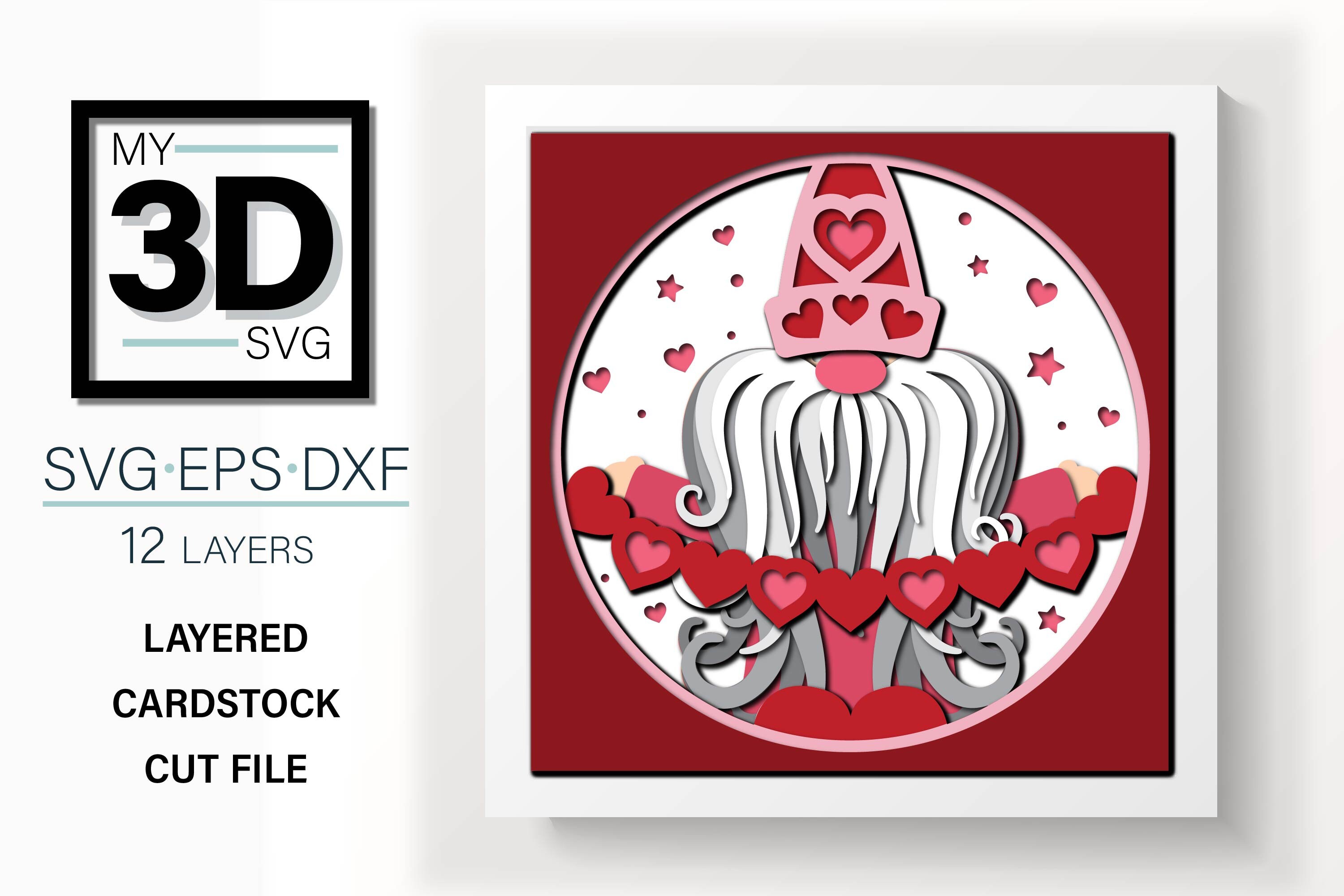 Buy 3D VALENTINES GNOME Svg Gnome With Hearts Valentines Day Shadow Box Svg  for Cricut for Silhouette Online in India - Etsy