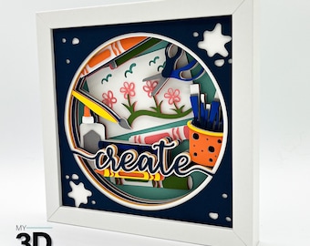 3D CREATE ELEMENTARY SVG - Shadow box svg - warstwowy karton svg - do cricut - do sylwetki