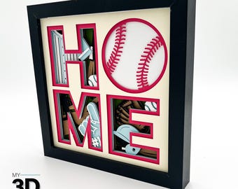 3D HOME BASEBALL svg -SPORTS Shadow box svg -layered cardstock svg - for cricut - for silhouette