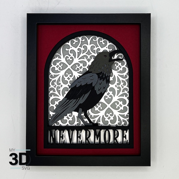 3D THE RAVEN svg - Halloween shadow box svg - for cricut - for silhouette