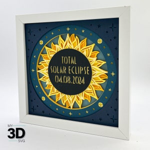 3D SOLAR ECLIPSE SVG - Eclipse 2024 schaduwdoos - voor cricut - voor silhouettte