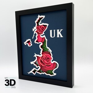 3D UNITED KINGDOM SVG - Rose svg -  for cricut - for silhouette