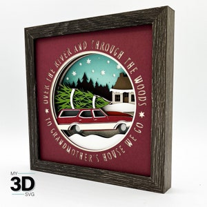 3D A LA CASA DE LA ABUELA svg - 3D Navidad svg - Caja de sombras de Navidad svg - para cricut - para silueta