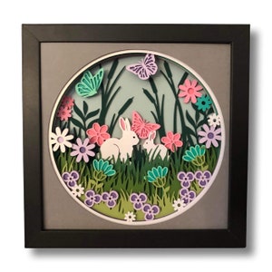 3D SPRING BUNNIES svg - 3d EASTER svg - shadowbox svg - pour cricut - pour silhouette